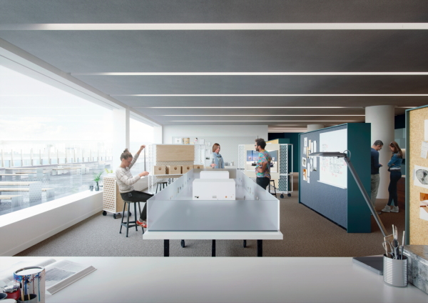 Visualisierung Projektraum an der Nordfassade