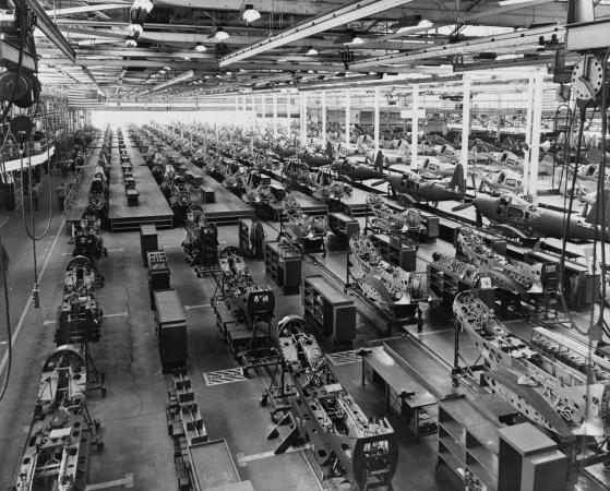 Bell-Flugzeugfabrik Anfang der Vierzigerjahre, Foto: Wikimedia / Public Domain