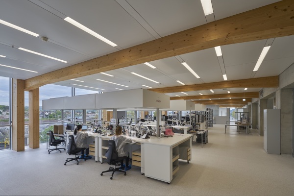 Die Holzkonstruktion in der Omega-Fabrik.