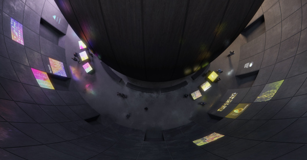 Im Umgang knnen Besucher Inhalte des Archives an die Wnde projizieren.