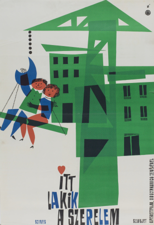 Ungarisches Poster von Antal Gunda fr Gerbert Rappaports Film Cherry Town, 1963.