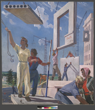 Aleksandr Deyneka, Building Peace, 195960. Skizze eines Wandmosaiks fr die Erste Nationale Kunstausstellung der Sowjetunion, Moskau, 1960. Staatliche Tretjakov-Galerie.