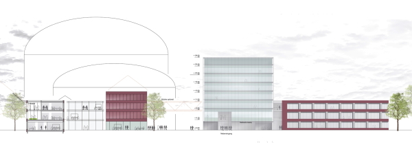 2. Preis: ARGE mtp architekten, Frankfurt/Main, Sinning Architekten Darmstadt, mit Sommerlad Haase Kuhli Landschaftsarchitekten, Gie�en