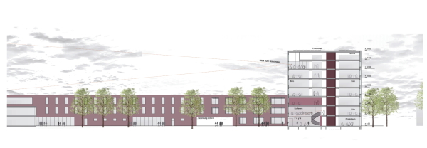 2. Preis: ARGE mtp architekten, Frankfurt/Main, Sinning Architekten Darmstadt, mit Sommerlad Haase Kuhli Landschaftsarchitekten, Gie�en