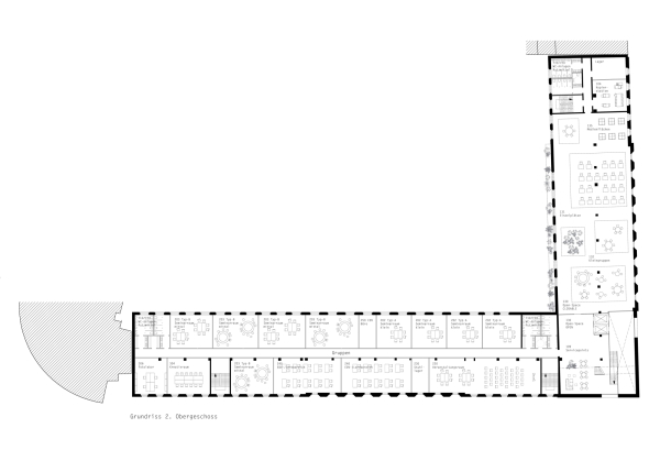 Eine Anerkennung: Atelier Lohrer, Grundriss 2. Obergeschoss