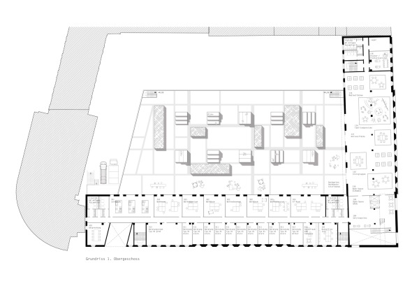 Eine Anerkennung: Atelier Lohrer, Grundriss 1. Obergeschoss