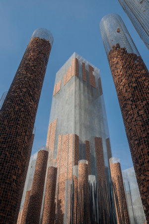 Die Quader und Zylinder des Pavillons sind gefllt mit Kork.