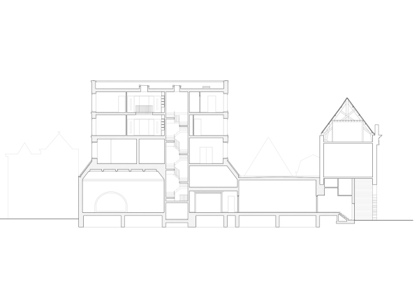 Schnitt durch den Neubau zum Lammermarkt.