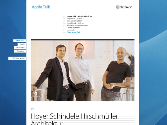 Im Gesprch mit BauNetz: Apple-Talk mit Hoyer Schindele Hirschmller