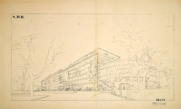 Le Corbusier und Pierrre Jeanneret, Appartementhaus Zrichhorn, Perspektive Bellerivestrasse, 1932