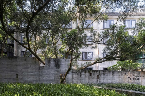 Eine neue Betonmauer rahmt das Gelnde, fr einen Teil der Spontanvegation wurden Aussparungen im Beton gelassen