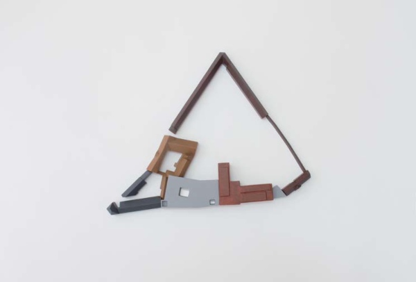 Modell des gesamten Beginenhofs in Hasselt. Norden ist links, der Neubau der graue Teil unten im Bild