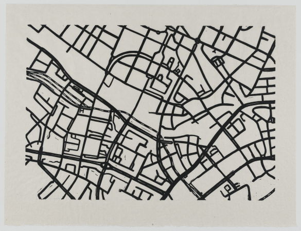 Theresa Lkenwerk, Maps of Berlin 2/10, 2013/14, Linolschnitt auf Japanpapier, 54 x 70 cm,  VG Bild-Kunst, Bonn 2020, Foto: Anja Elisabeth Witte