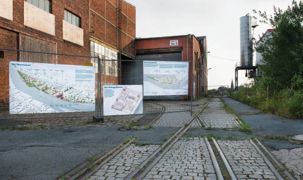 Visualisierung des Projekts berseeinsel in Bremen von SMAQ Architektur und Stadt mit Man Made Land und gruppeomp mit nsp landschaftsarchitekten vor Bestandssituation