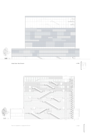 Westfassade und Schnitt