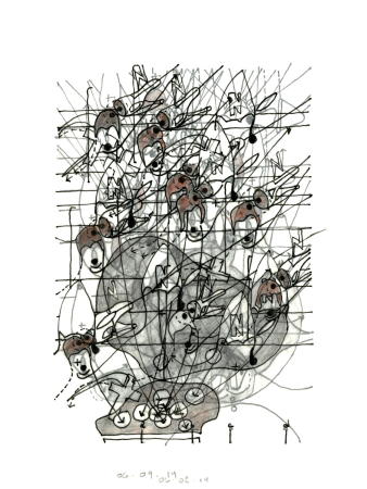 Ohne Titel (Nolita 5-6), 2019, Tusche, Bleistift auf Transparentpapier  Thom Mayne