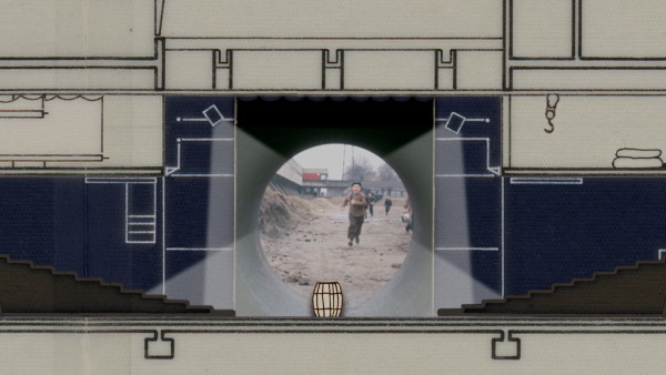 Still aus Ludwig Leo Werkfilm: Schnitt durch den multifunktionalen Saal aus Leos Wettbewerb für das Franzsische Gymnasium in Berlin, 1966