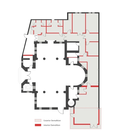 Plan der abgerissenen Teile