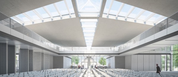 Blick in den Innenraum, der unter dem Mittelpunkt offen bleibt, um den Raumeindruck so weit wie m�glich zu bewahren.