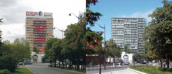 Tour Bois le Pretre vor und nach dem Umbau von lacaton & vassal