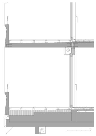 Konstruktiver Schnitt durch den achten Stock (Ostseite)