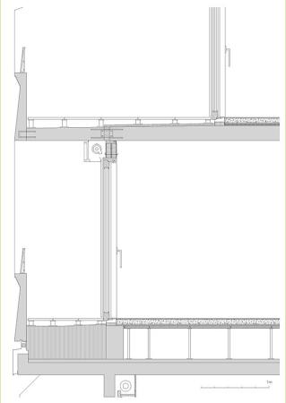 Konstruktiver Schnitt durch den siebten Stock (Westseite)