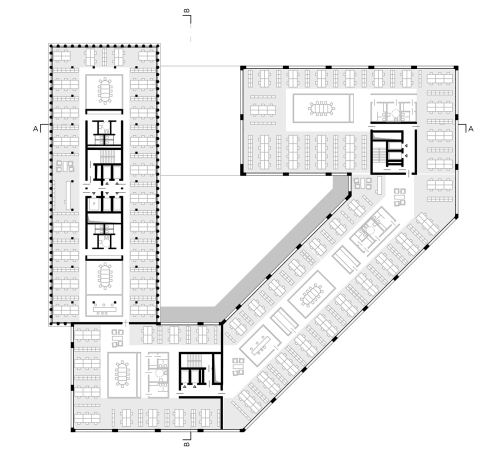 Wettbewerbsteilnahme: DFZ Architekten (Hamburg), Grundriss 3. Obergeschoss