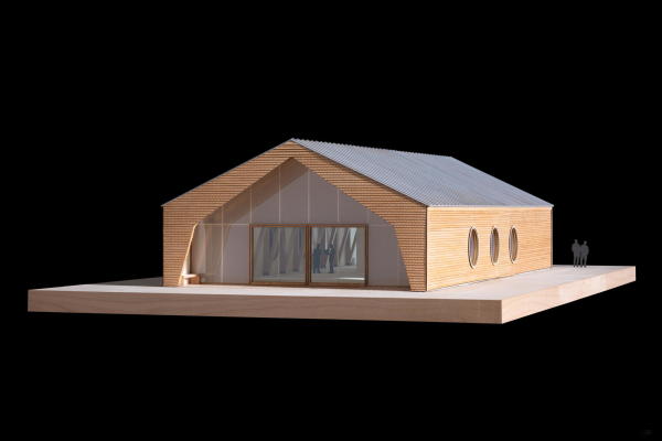 Die Auenhaut soll aus gespaltenen Holzschindeln bestehen.