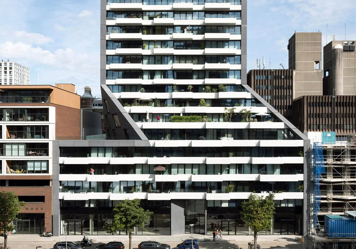 Knick am Wijnhaven - Terrassenhochhaus von Barcode Architects in Rotterdam