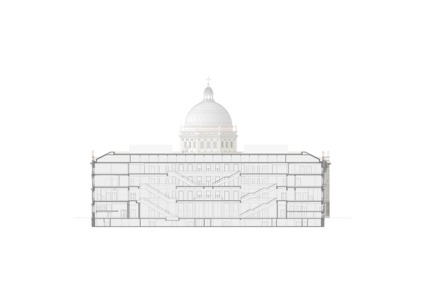 Schnitt durch die Treppenhalle