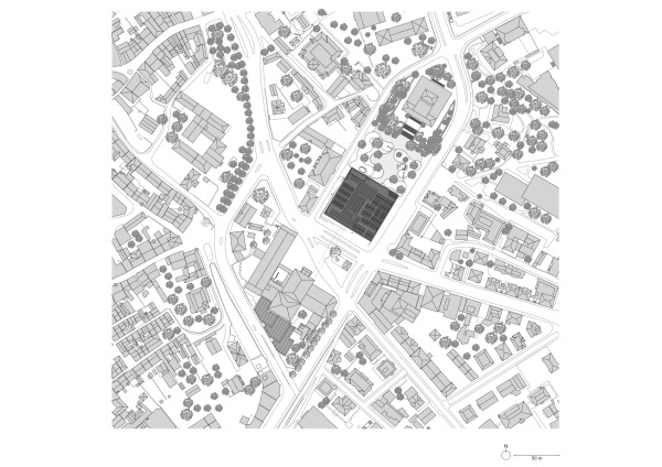 Lageplan am Heimplatz: Das alte Kunsthaus im Sdwesten, das Schauspielhaus im Sdosten.