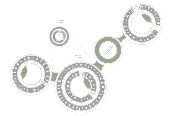 1. Preis (3. Preis Ideenteil): Schulz und Schulz Architekten (Leipzig), r + b landschaft s architektur (Dresden) Ebene 4/5