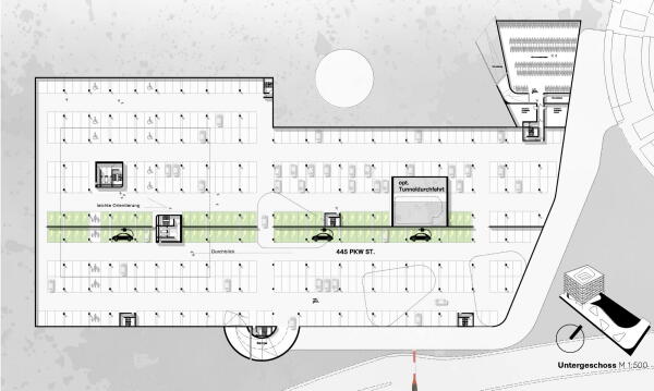 3. Preis (2. Preis Ideenteil): RKW Architektur + Rhode Kellermann Wawrowsky (Düsseldorf), WKM Landschaftsarchitekten (Düsseldorf) Ebene -01