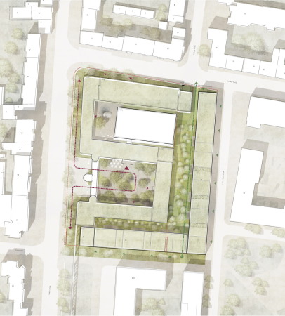 1. Preis: Nieto Sobejano Arquitectos (Berlin/Madrid), Lageplan