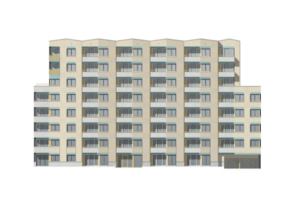 Ostansicht des Hauses C4 mit Mietwohnungen