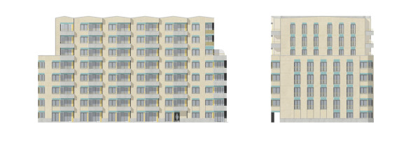 Westansicht des Hauses C4 mit Mietwohnungen