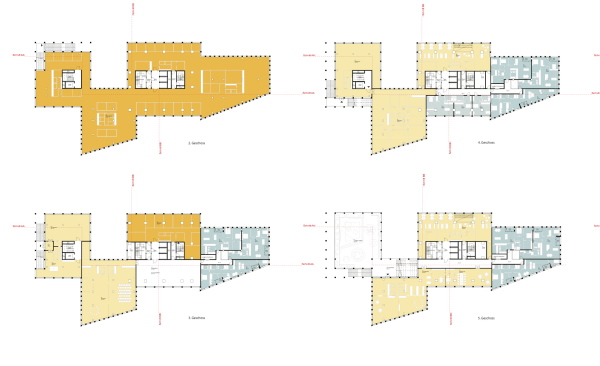 1. Preis: Mad arkitekter (Oslo) mit Mud (Bergen), Grundrisse Obergeschosse