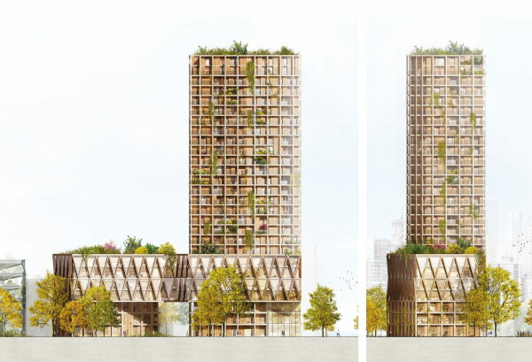 Ein 3. Preis: be baumschlager eberle architekten mit Locodrom Landschaftsarchitekten (beide Berlin), Ansichten