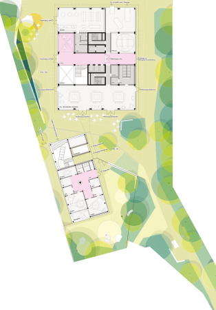 Ein 3. Preis: ZRS Architekten mit schnherr Landschaftsarchitekten (beide Berlin), Grundriss Erdgeschoss
