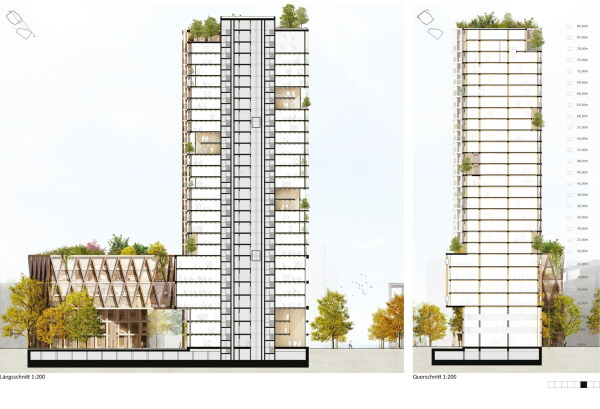 Ein 3. Preis: be baumschlager eberle architekten mit Locodrom Landschaftsarchitekten (beide Berlin), Schnitte