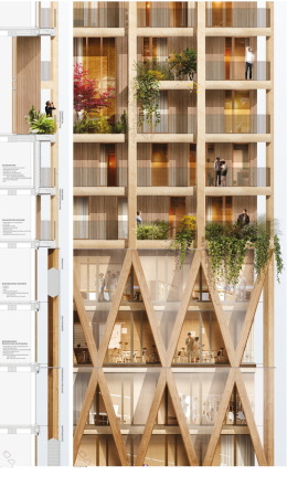 Ein 3. Preis: be baumschlager eberle architekten mit Locodrom Landschaftsarchitekten (beide Berlin), Fassadendetail