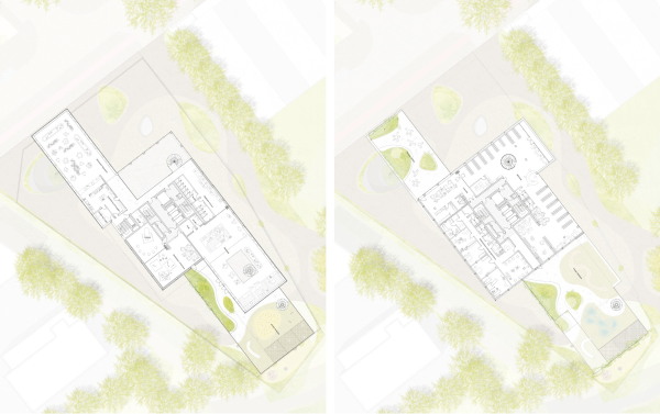 2. Preis: Partner & Partner Architekten mit lavaland und Treibhaus (beide Berlin), Grundrisse 1. und 2. Obergeschoss
