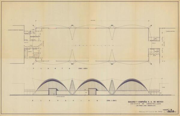Abf�llhalle der Firma Bacardi & Co. in Mexiko, 1960. Sáenz-Cancio-Martín-Álvarez-Gutiérrez, Félix Candela