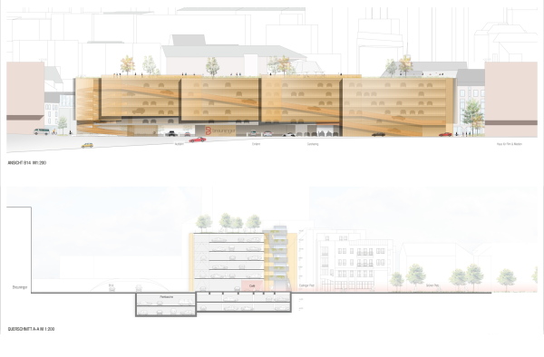 1. Rundgang: Kadawittfeldarchitektur (Aachen), Ansicht + Schnitt