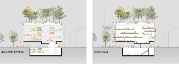 2. Rundgang: Querkraft Architekten ZT (Wien), Schnitt Nachnutzung
