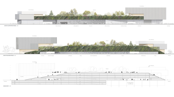 2. Preis: Werk Arkitekter (Kopenhagen), Ansichten + Schnitte