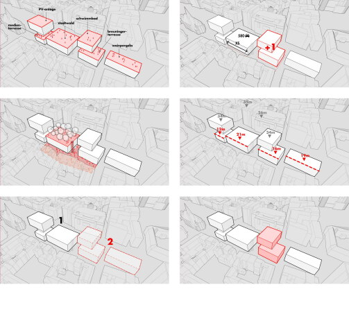 2. Rundgang: Querkraft Architekten ZT (Wien), Konzeptpiktogramme
