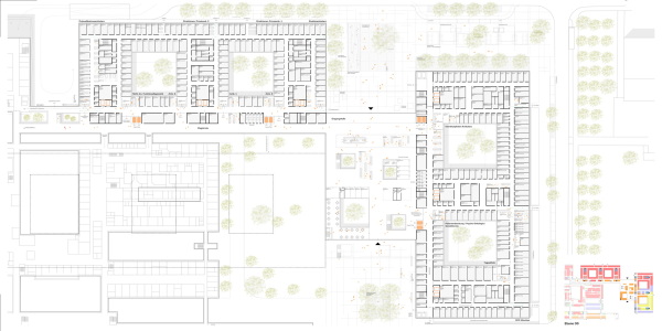 Anerkennung: Architekten Mauerer + Partner (Hollabrunn, Wien) und Franz und Sue (Wien), Grundriss Erdgeschoss