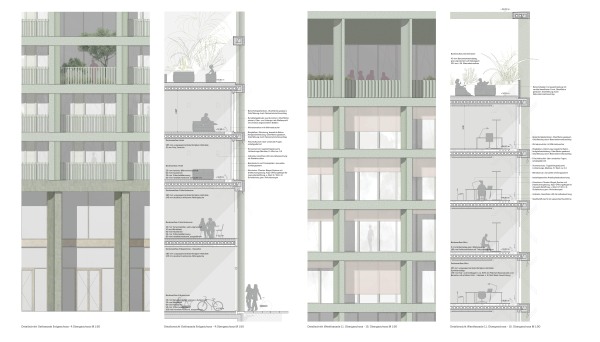 1. Preis Hochbau: Morris+Company und Kirchberger & Wiegner Rohde, Fassadendetails