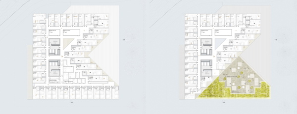 3. Preis Hochbau: Allmann Sattler Wappner Architekten; 1. Preis Freiraum: Terra.Nova Landschaftsarchitektur, Grundrisse OG